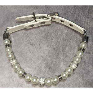 Zhaus White Rhinestone Pearl Luxury Dog Collar